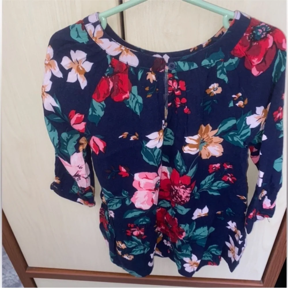 Old Navy Girls Floral Peplum Blouse Top Navy Size 5T